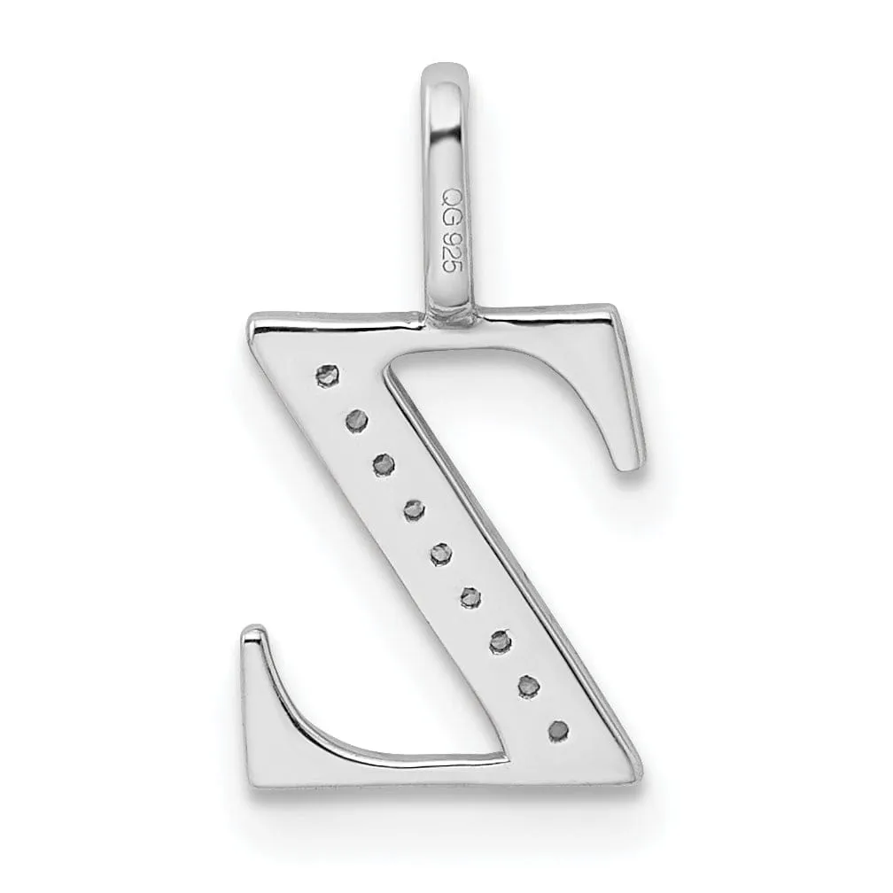 14K White Gold Diamond 0.032-CT Letter Z Initial Charm Pendant