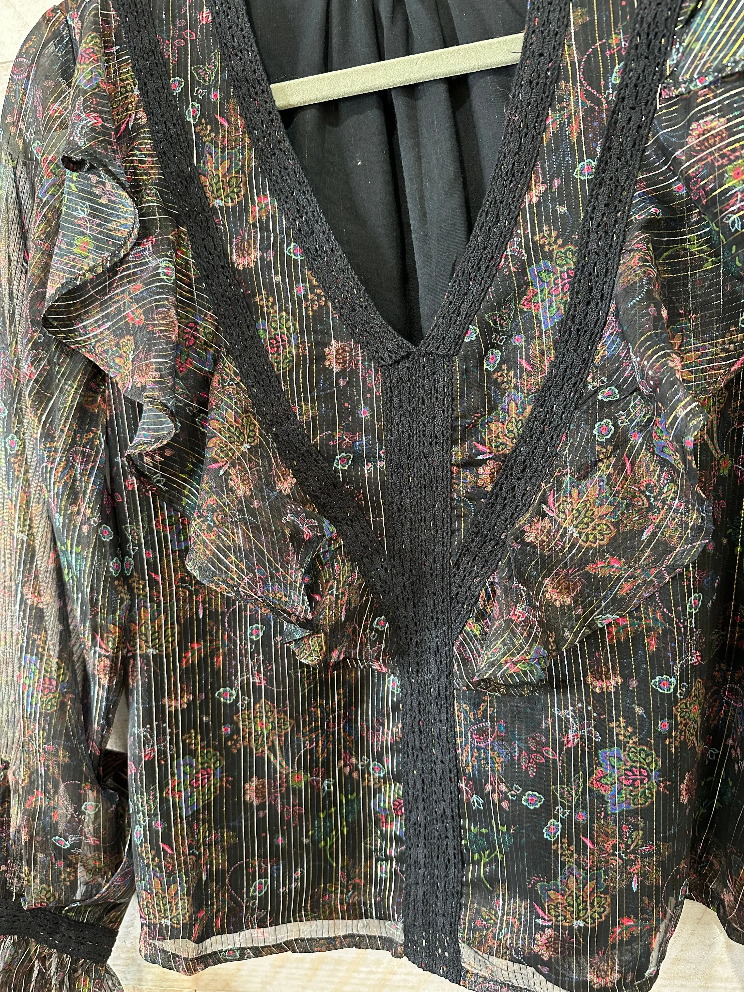 ALL Metallic Jules Blouse in Floral