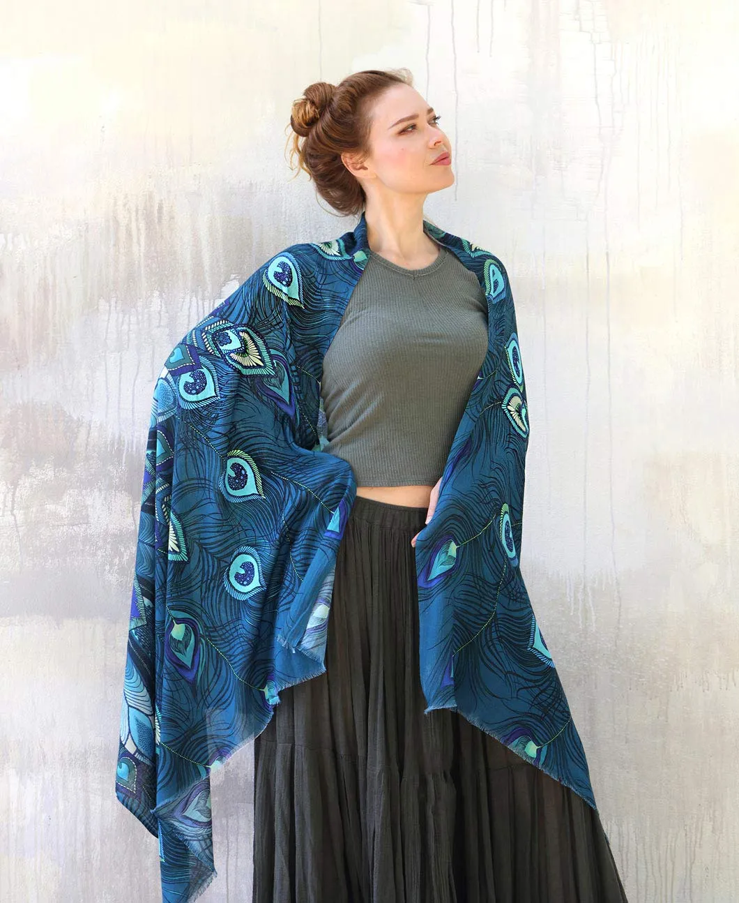 Aqua Peacock Shawl