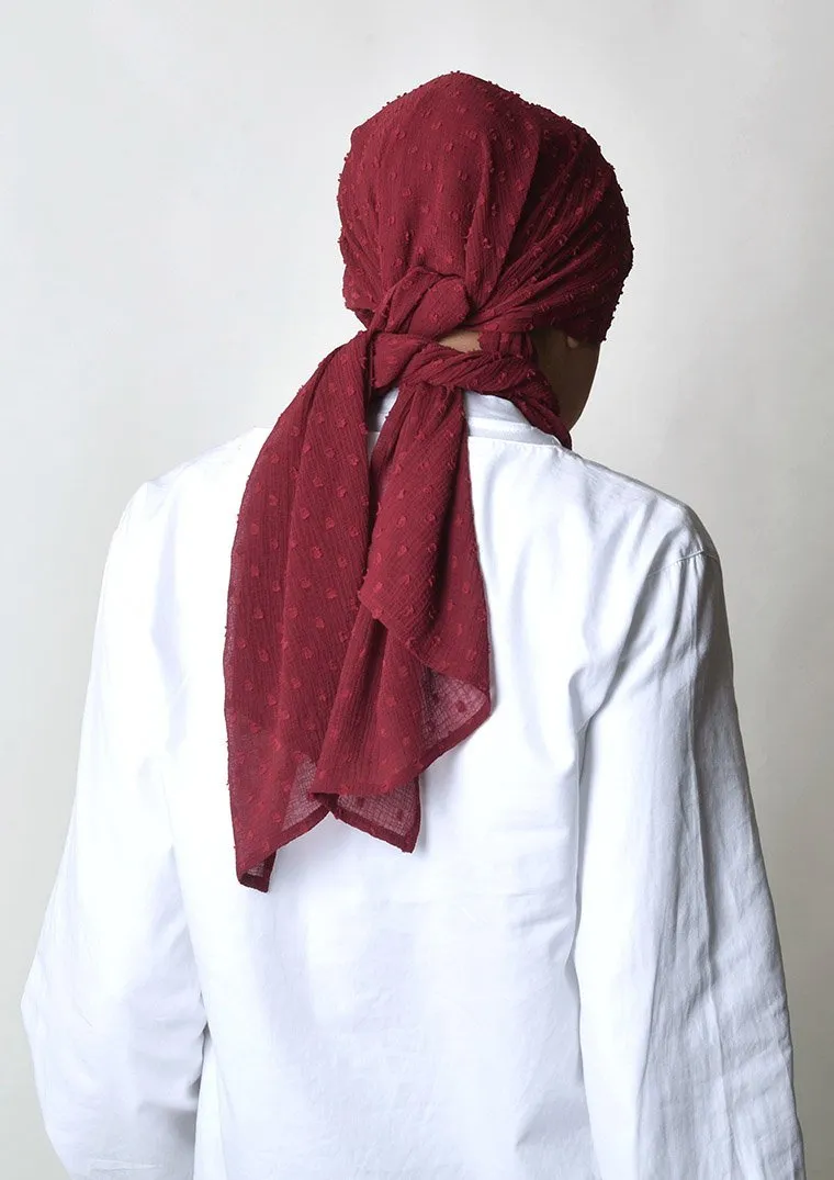Biking Red- Cap Shawl- Mosaic Butti Chiffon