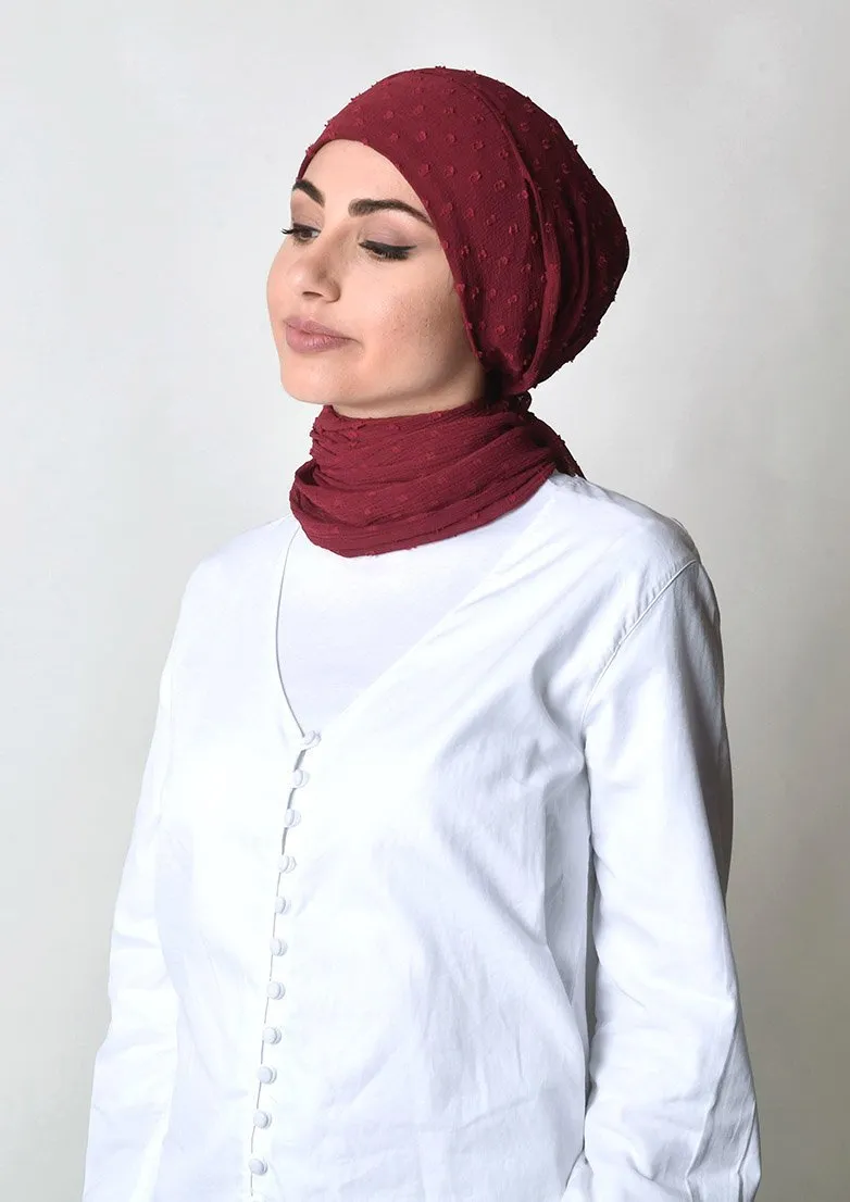 Biking Red- Cap Shawl- Mosaic Butti Chiffon