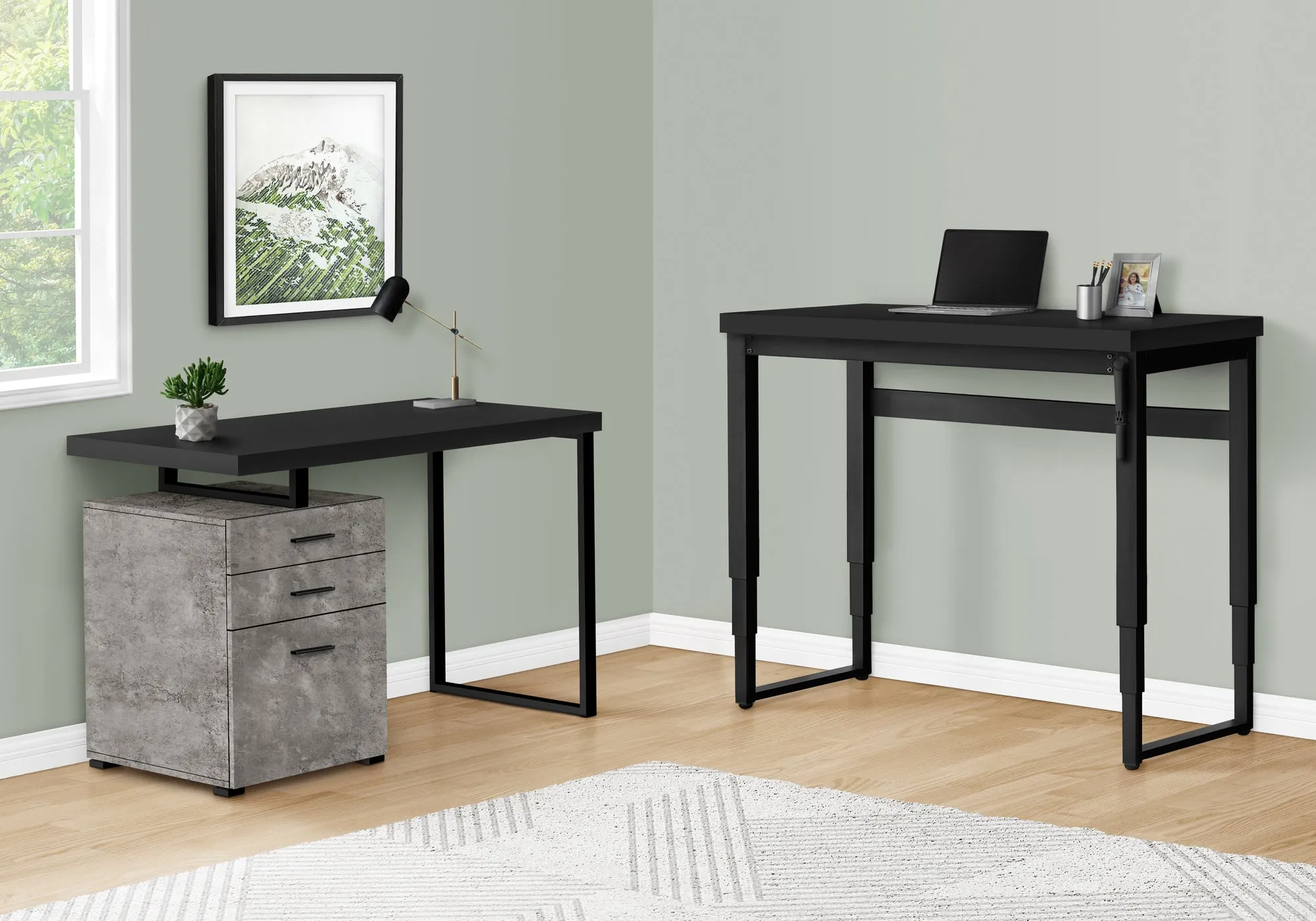 Black Adjustable Height 47" Home Office Desk