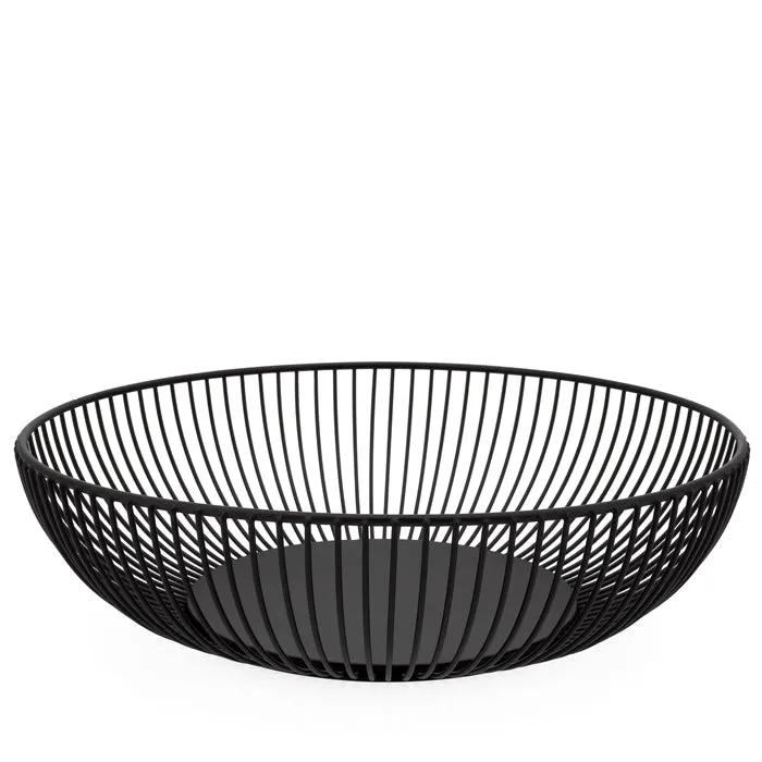 Black ribbed metal fruit basket