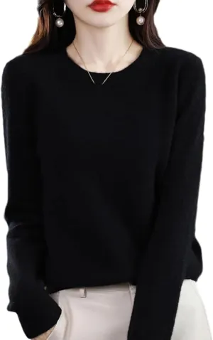 Cashmere Sweaters for Women, 100% Cashmere Crew Neck Warm Light Long Sleeve Elegant Soft Pullover Sweater
