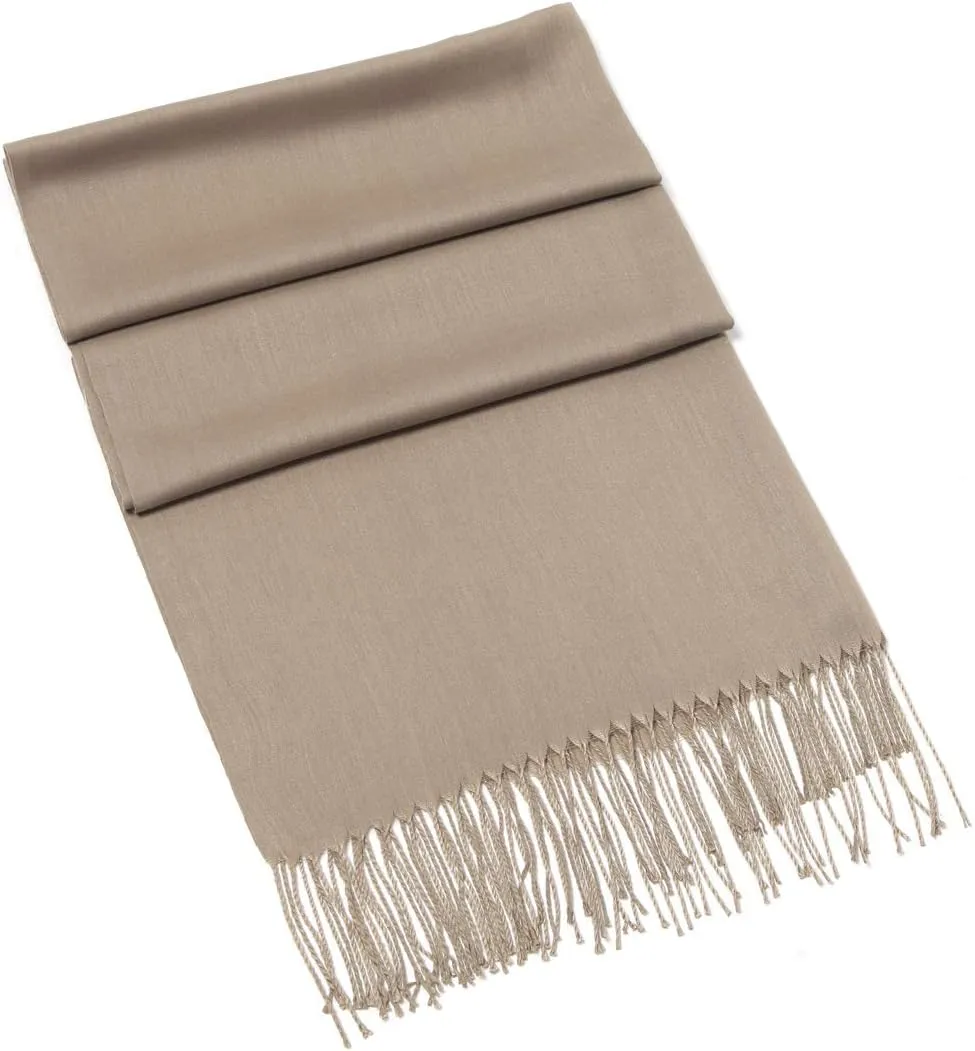 Cindy & Wendy Pashmina Shawls and Wraps Large Scarfs for Women Wedding Party Bridal Long Fashion Solid Shawl Wrap Fringes