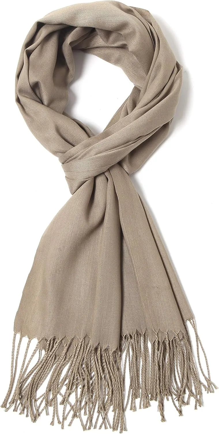 Cindy & Wendy Pashmina Shawls and Wraps Large Scarfs for Women Wedding Party Bridal Long Fashion Solid Shawl Wrap Fringes
