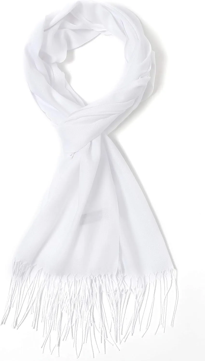 Cindy & Wendy Pashmina Shawls and Wraps Large Scarfs for Women Wedding Party Bridal Long Fashion Solid Shawl Wrap Fringes