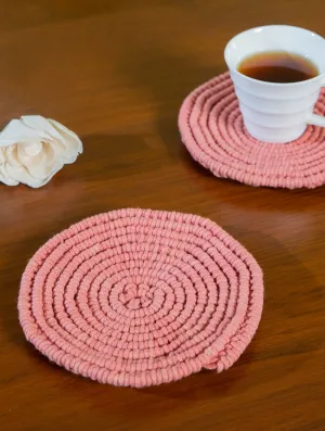 Classic Handknotted Macramé Coaster Sets / Trivets (Set of 2) - Pink