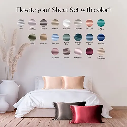 Colorado Home Co Silk Pillowcase for Hair and Skin - Queen Size - Highest Grade 6A - Soft Acne Free - Pillow Case Silk Slip - Off White