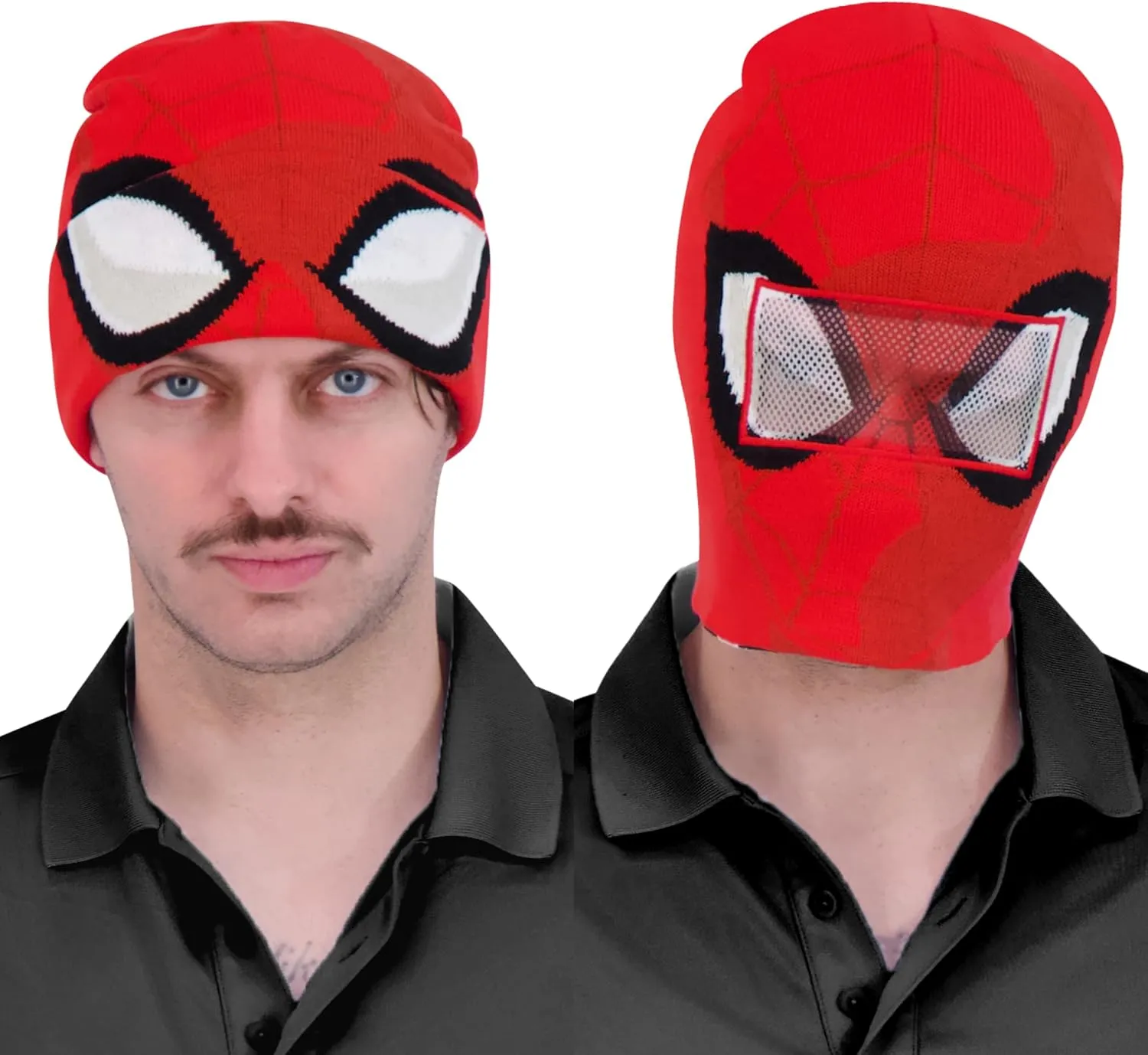 Concept One Marvel Spider-Man Miles Morales Roll Down Cuff Beanie Hat, Knitted Winter Skull Cap