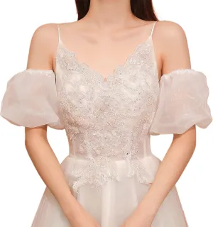 Detachable Puff Sleeves Bride Wedding Arm Cover Decorate White Ruffle Puff Sleeve For Bridal Accessories Arm Gloves
