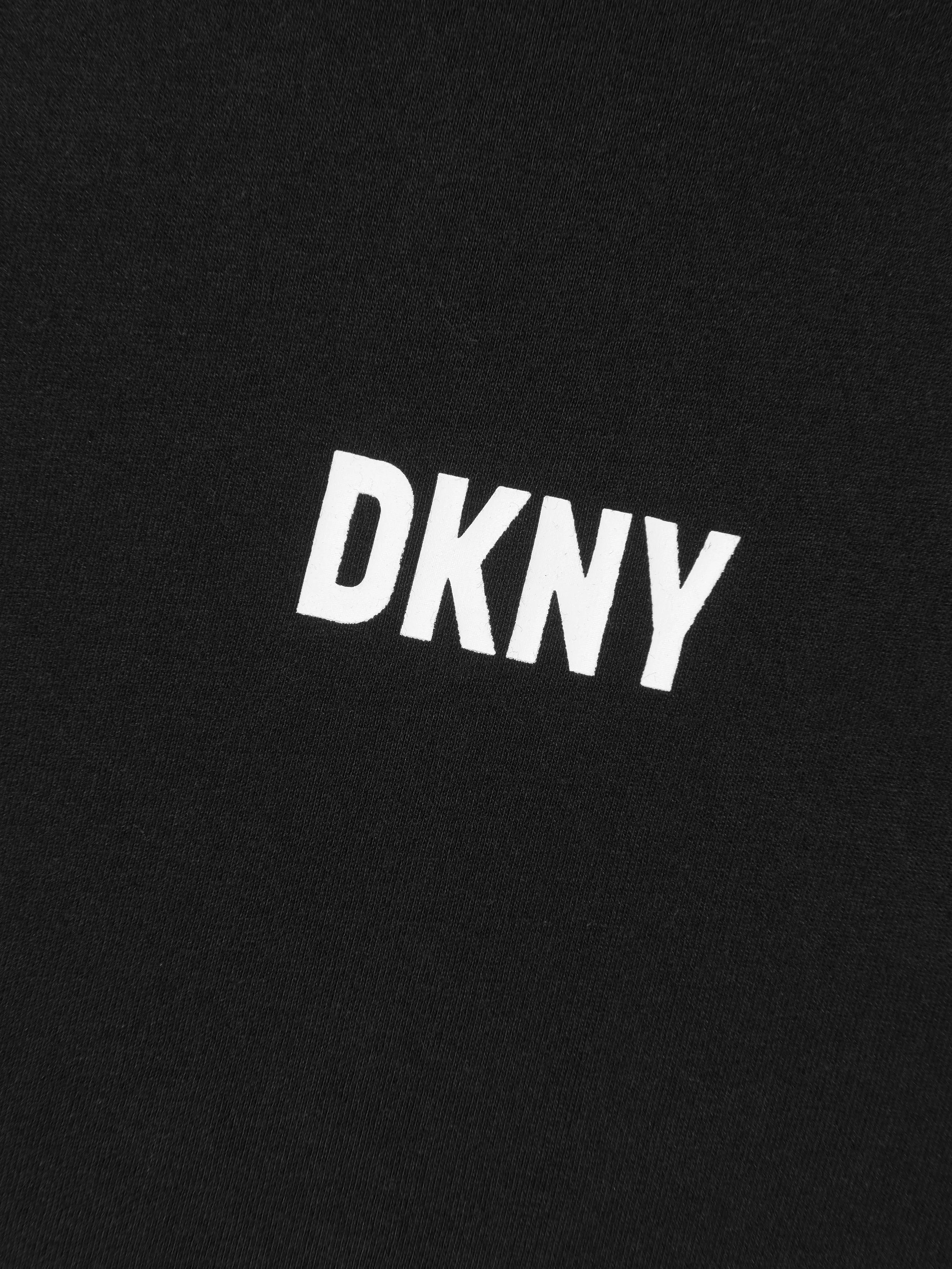 DKNY Girls Fringed Sleeve Dress in Black