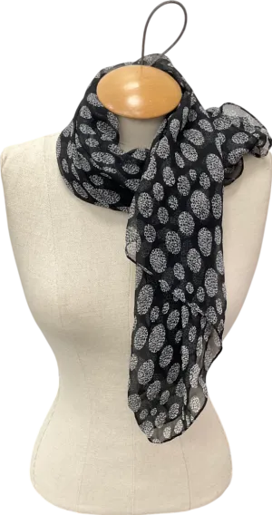 fair Black Leopard Print Scarf One Size