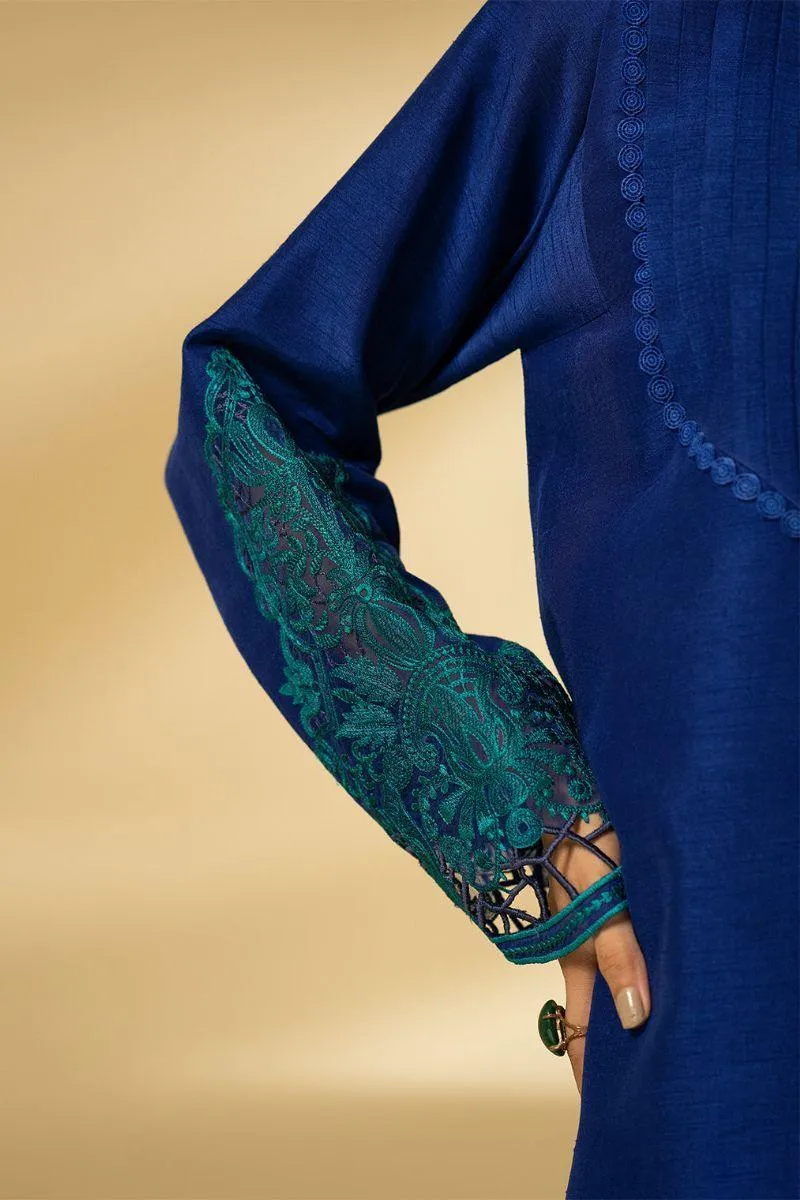 Fozia Khalid - Sapphire Elegance - Silk - Royal Blue - 3 Piece