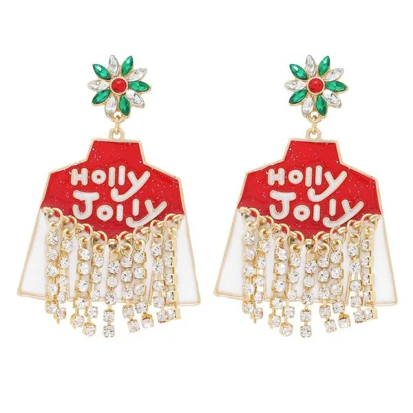Fringed Christmas Sweater Earrings