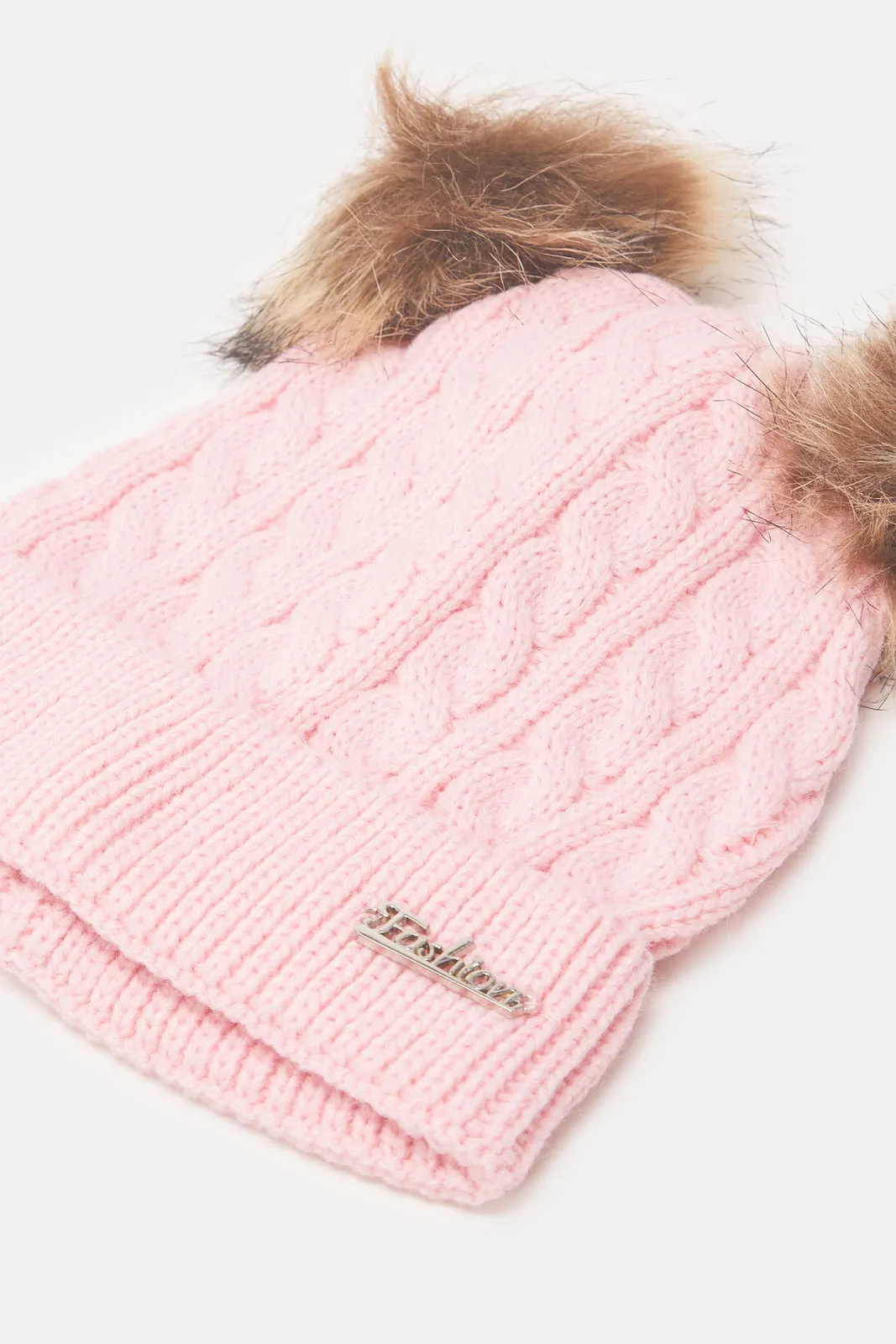 Girls Assorted Knitted Cap Set (Pack Of 3)