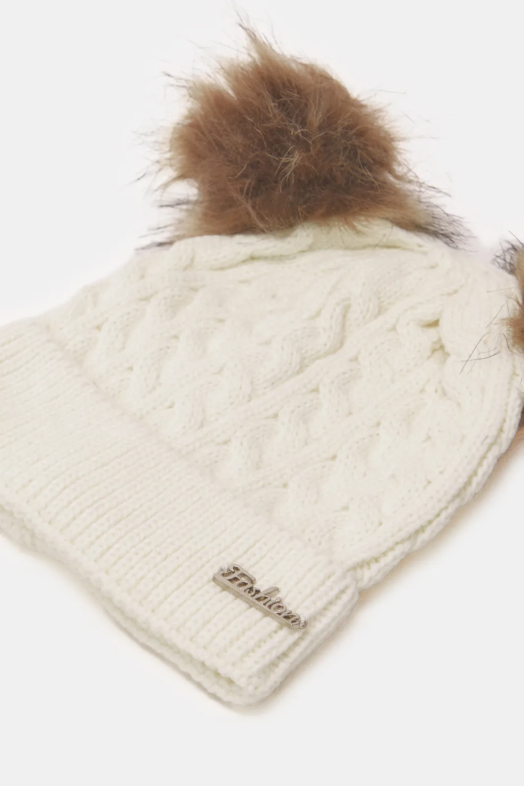 Girls Assorted Knitted Cap Set (Pack Of 3)