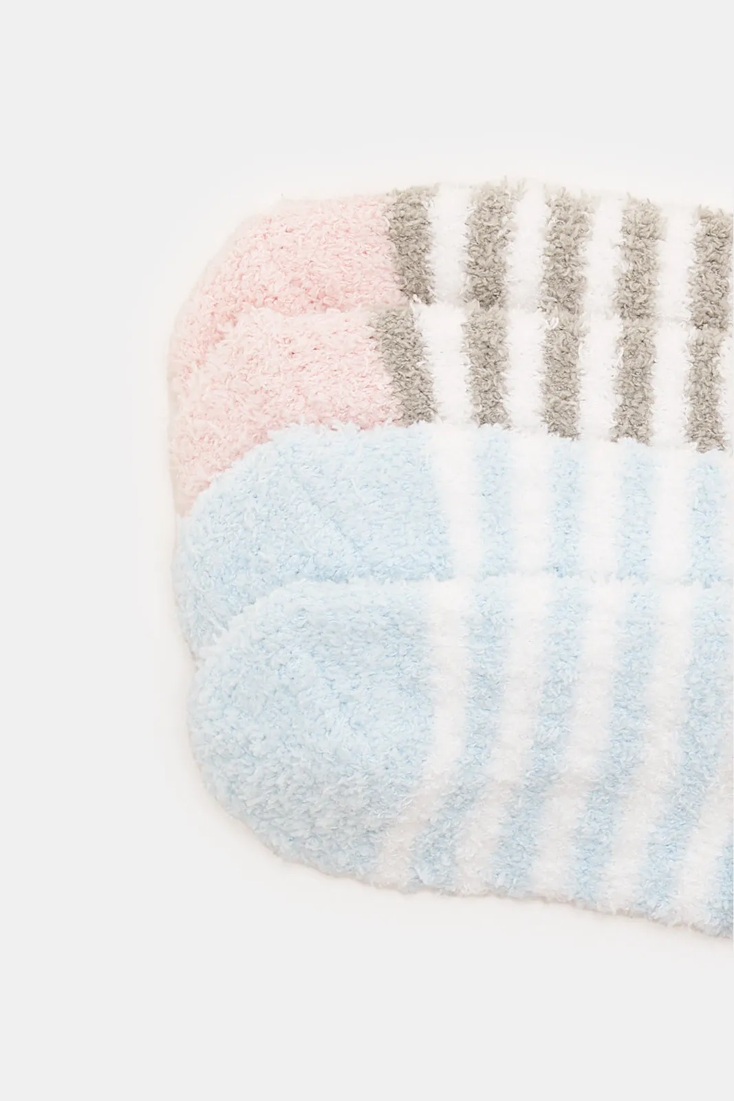 Girls Assorted Striped Fluffy Socks Set (2 Pairs)