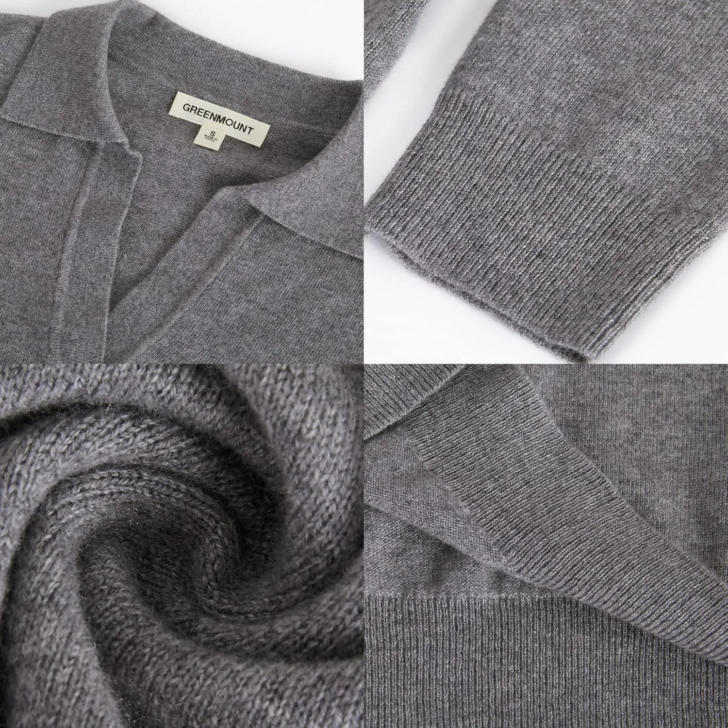 GreenMount Womens Super Lightweight Worsted Deep V-Polo Cashmere Sweater Pullover for Spring and Summer Keep 37.5 Warm
