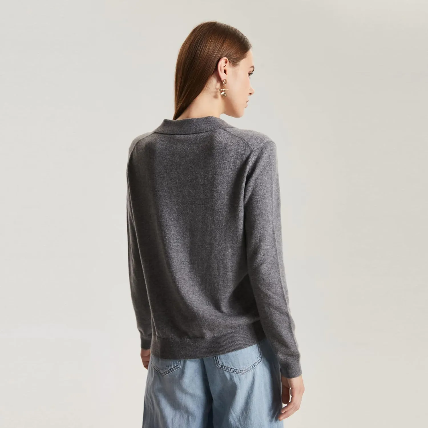 GreenMount Womens Super Lightweight Worsted Deep V-Polo Cashmere Sweater Pullover for Spring and Summer Keep 37.5 Warm