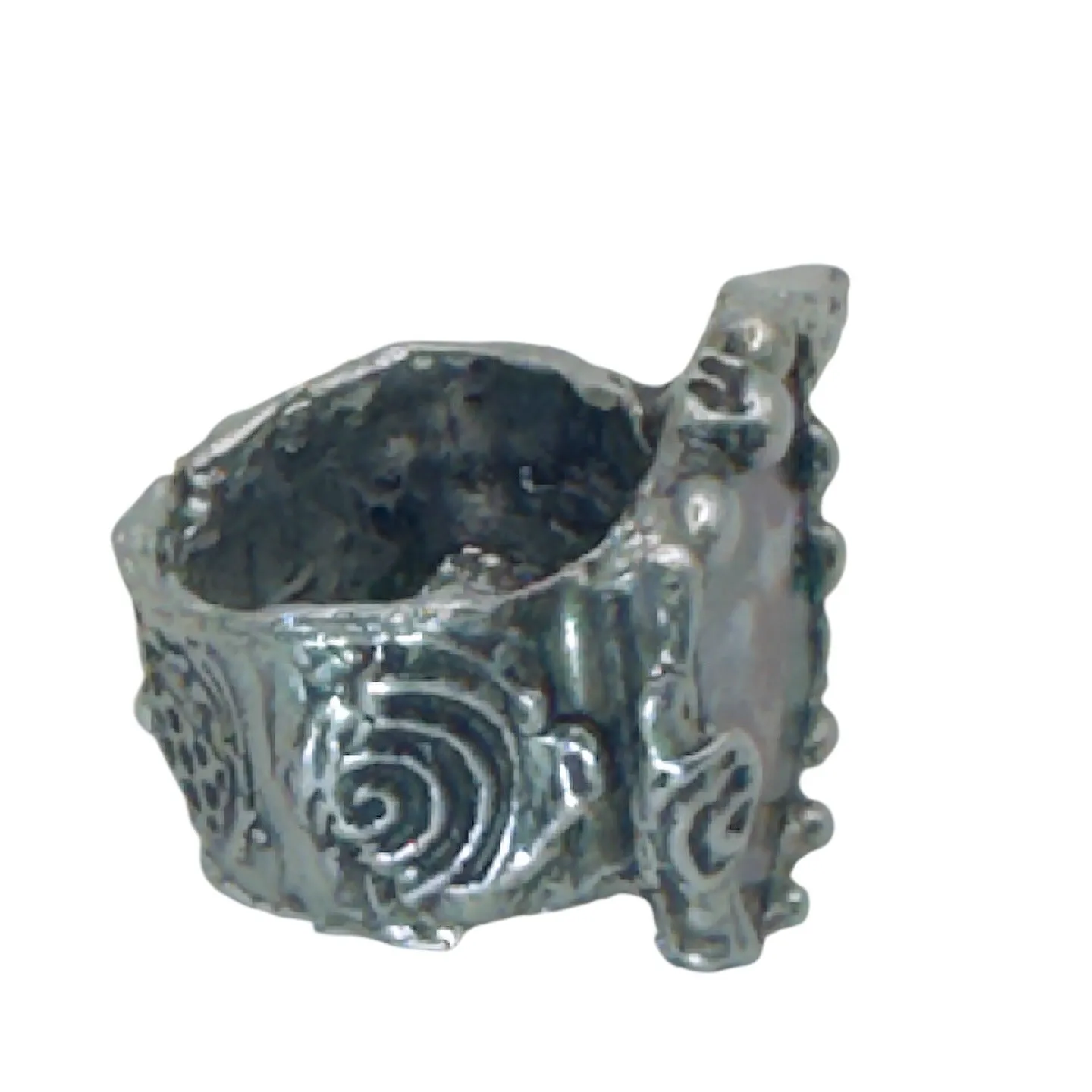 Hand Crafted Broken Lena Liu Hummingbird China Ring Silver Blend Boho-Metalwork