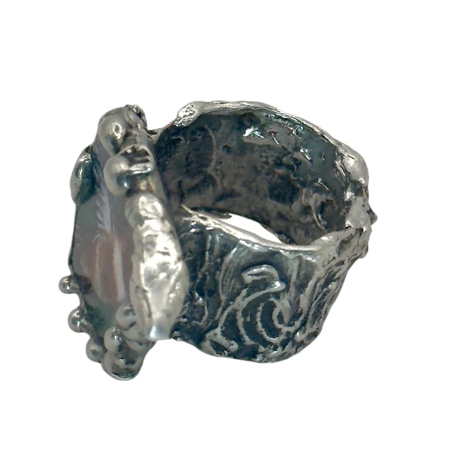Hand Crafted Broken Lena Liu Hummingbird China Ring Silver Blend Boho-Metalwork