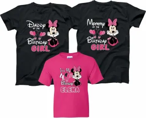 It's My Birthday Girl Minnni pink bow Custom Family birthday GIRL party Matching Cute T-Shirt