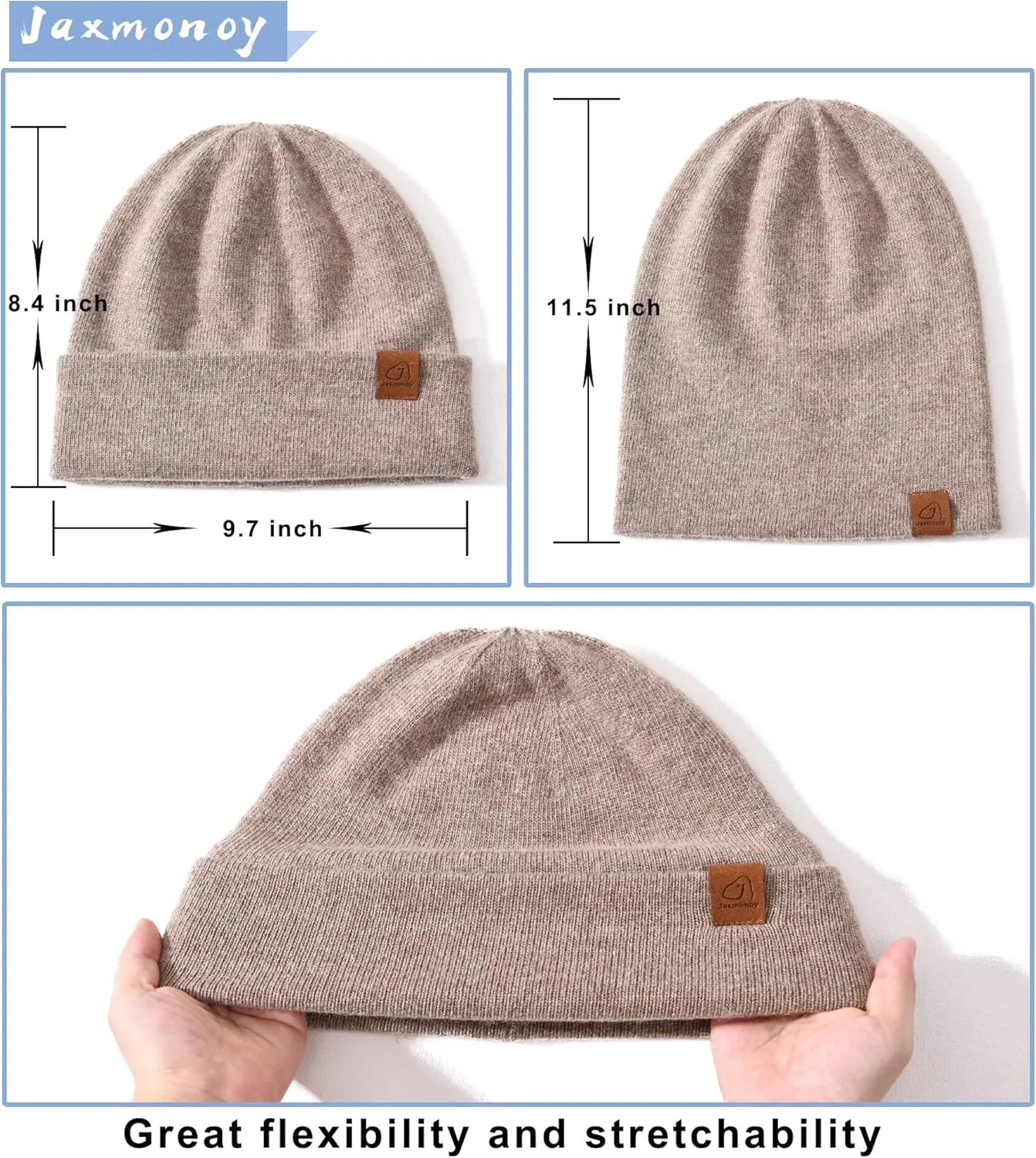 jaxmonoy Slouchy Knit Beanies Winter Hats for Women Men Soft Warm Reversible Slouch Cuffed Skull Knitted Beanie Cap