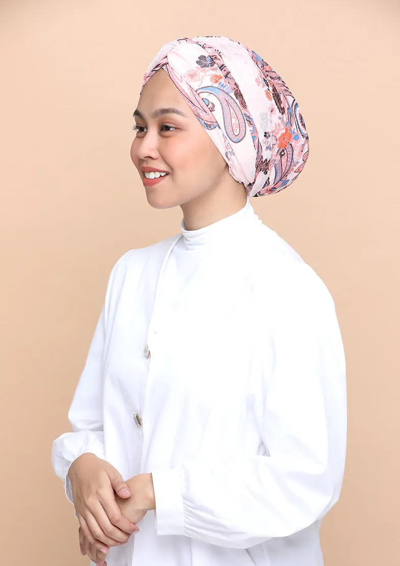 Kashmir Pink- Cap Shawl- Mosaic Chiffon