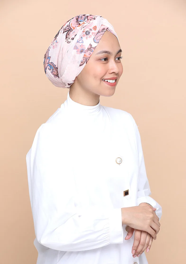Kashmir Pink- Cap Shawl- Mosaic Chiffon