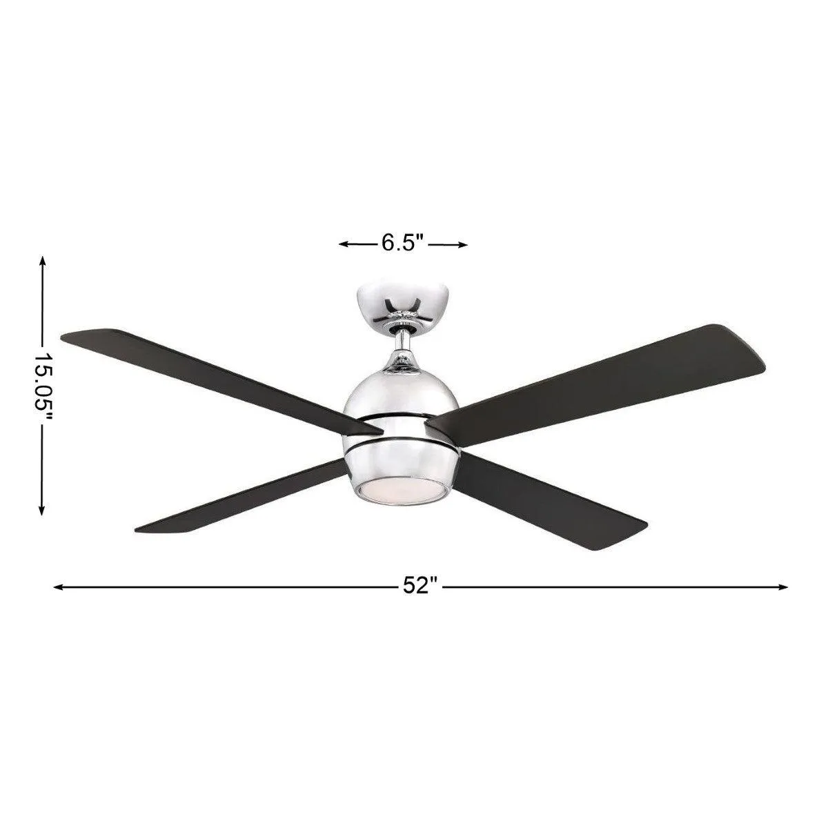 Kwad 52 Inch Chrome Modern LED Ceiling Fan with Remote