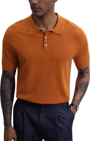 Mainfini Mens Knit Button Polo Shirts Vintage 70s Golf Shirt Casual Beach Vacation Outfit