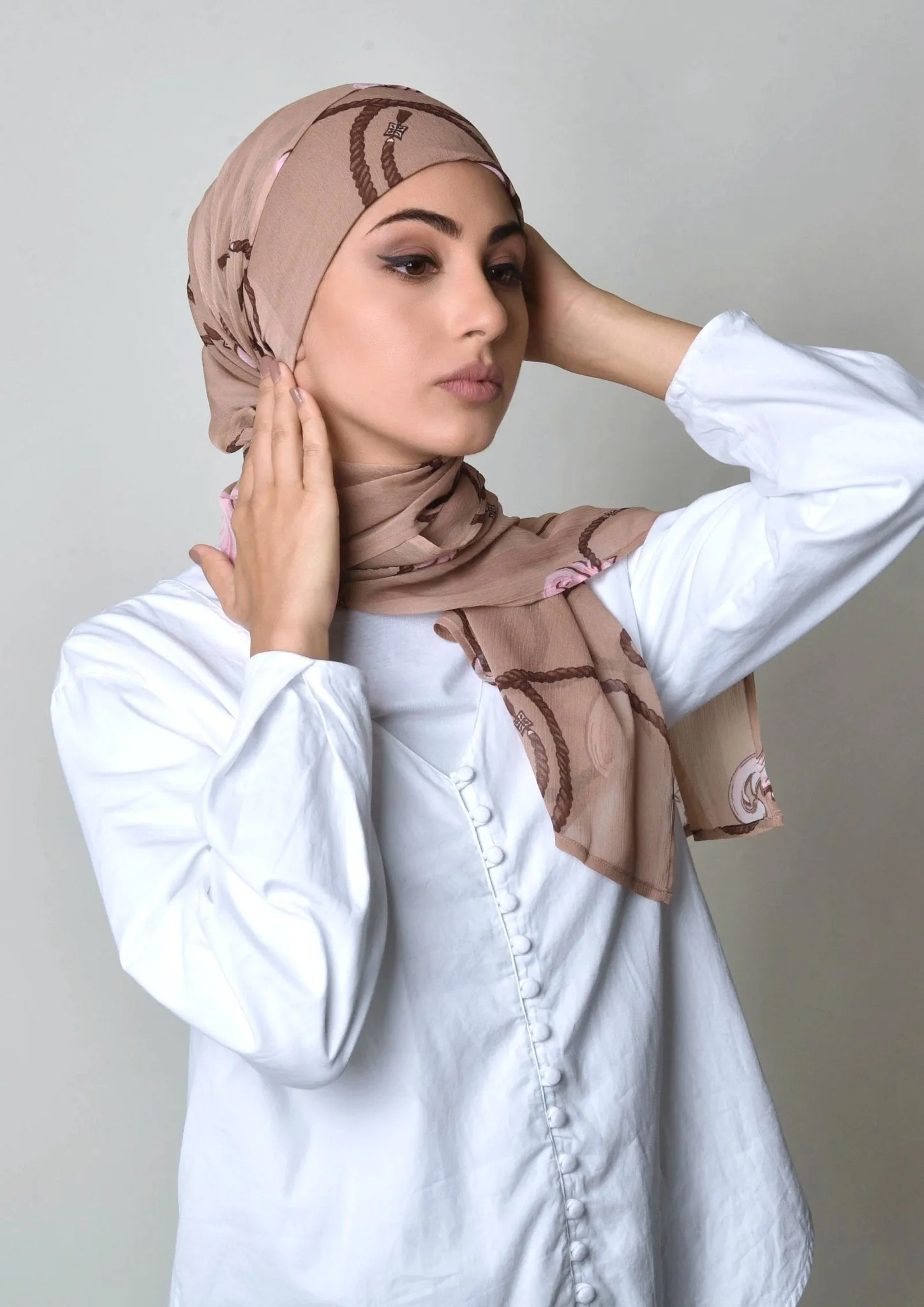 Mare Pink- Cap Shawl- Crinkled Chiffon