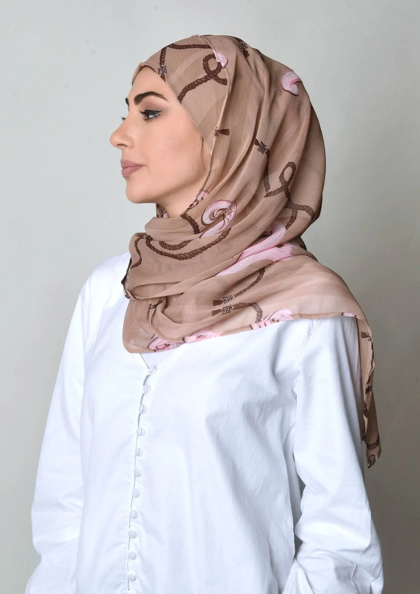 Mare Pink- Cap Shawl- Crinkled Chiffon