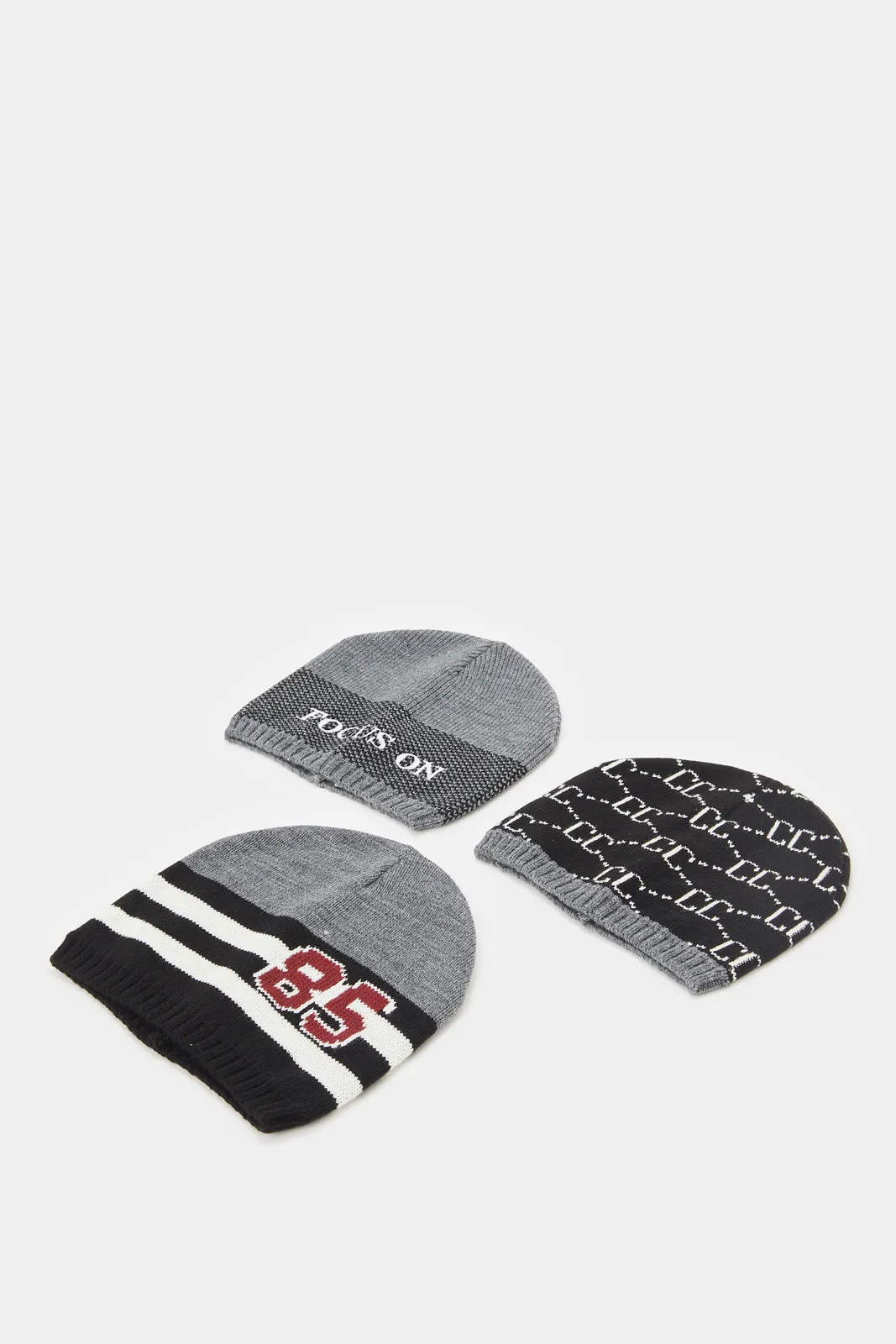 Men Assorted Knitted Cap Set (3 Piece)