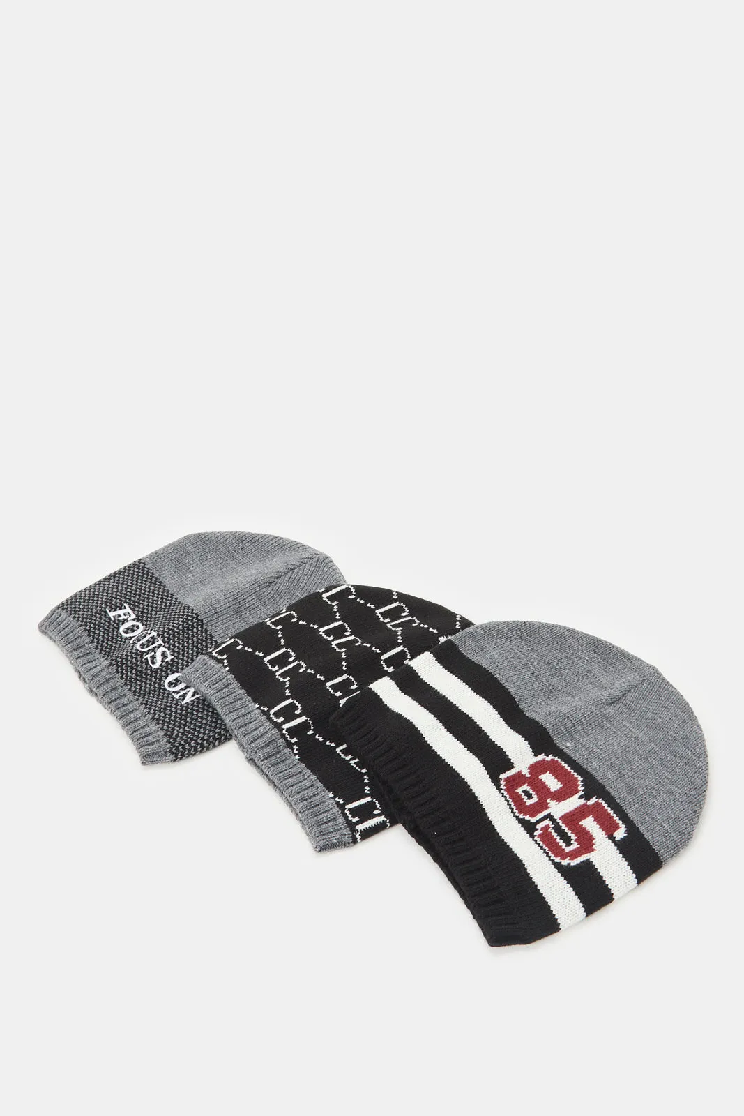 Men Assorted Knitted Cap Set (3 Piece)