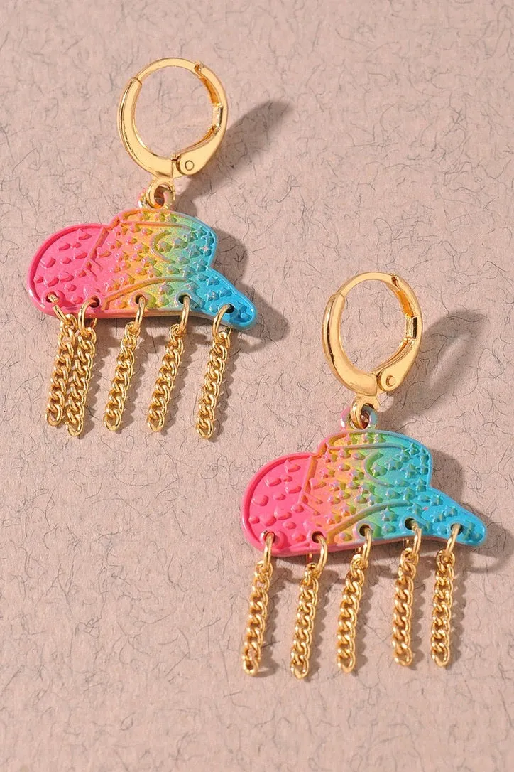 Neon Cowboy Hat Fringe Earrings
