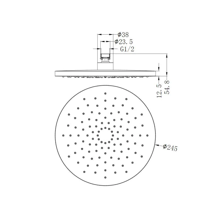 Nero ABS 250mm Round Shower Head Matte Black