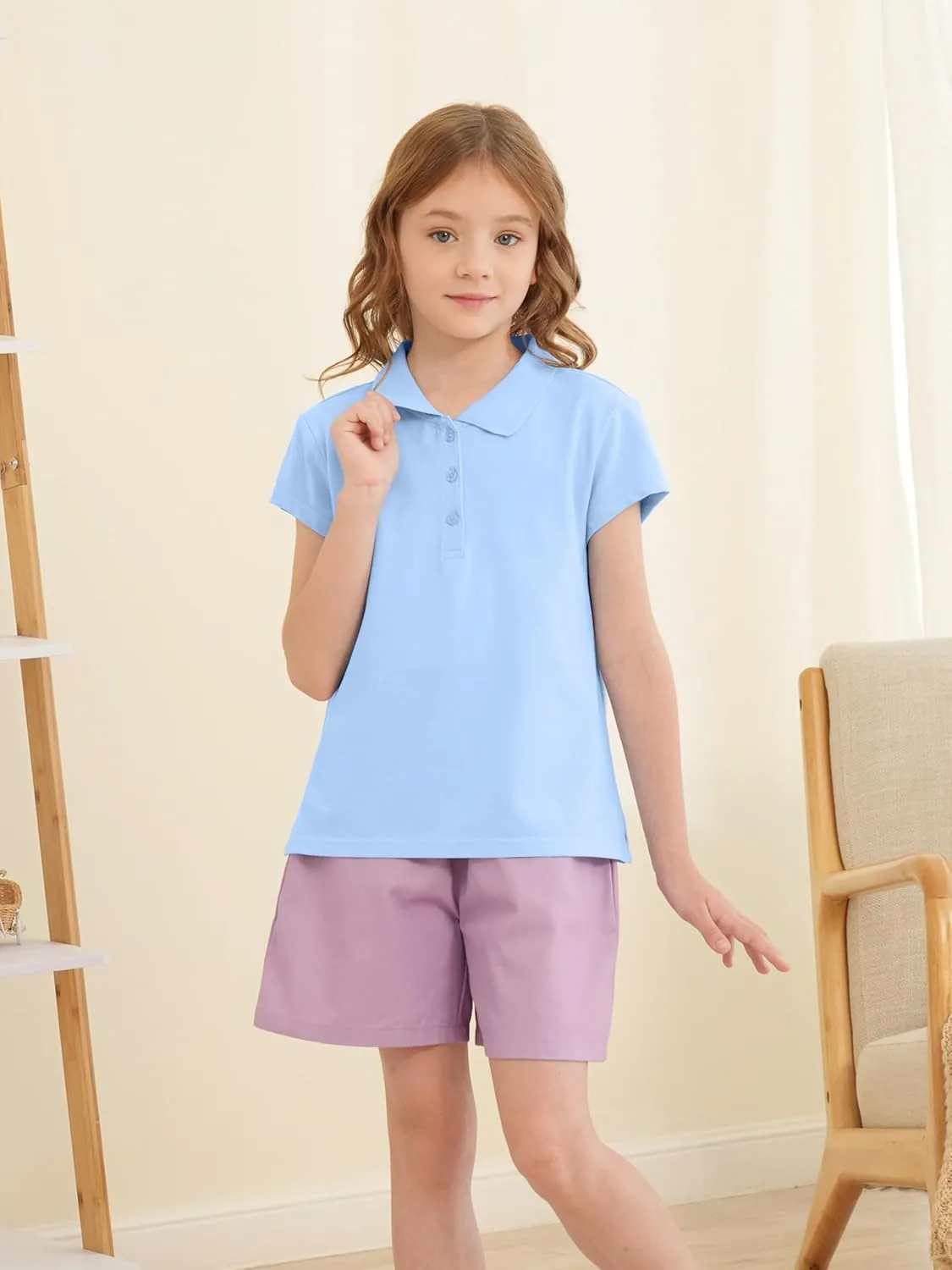 OHD School Uniform Shirts for Girls Kids Uniform Polo Shirts Aged 3T-14 Years