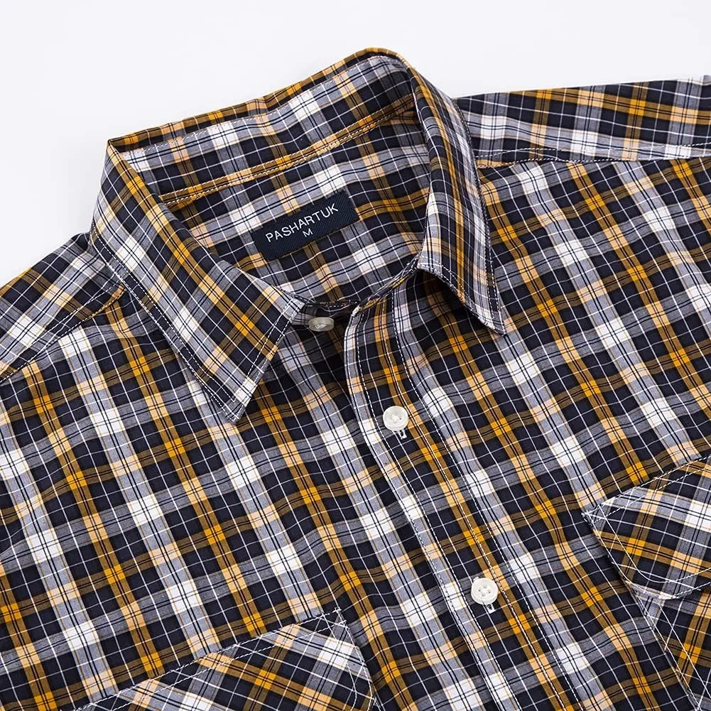 PASHARTUK Cotton Regular Fit Mens Long Sleeve Shirts Button Down Shirts for Men