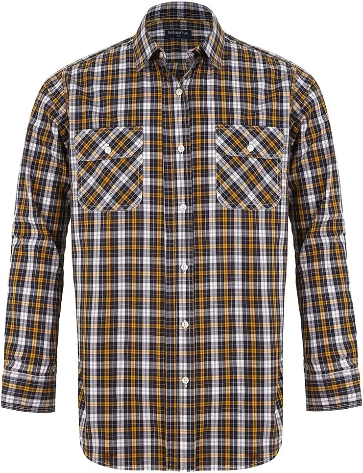 PASHARTUK Cotton Regular Fit Mens Long Sleeve Shirts Button Down Shirts for Men