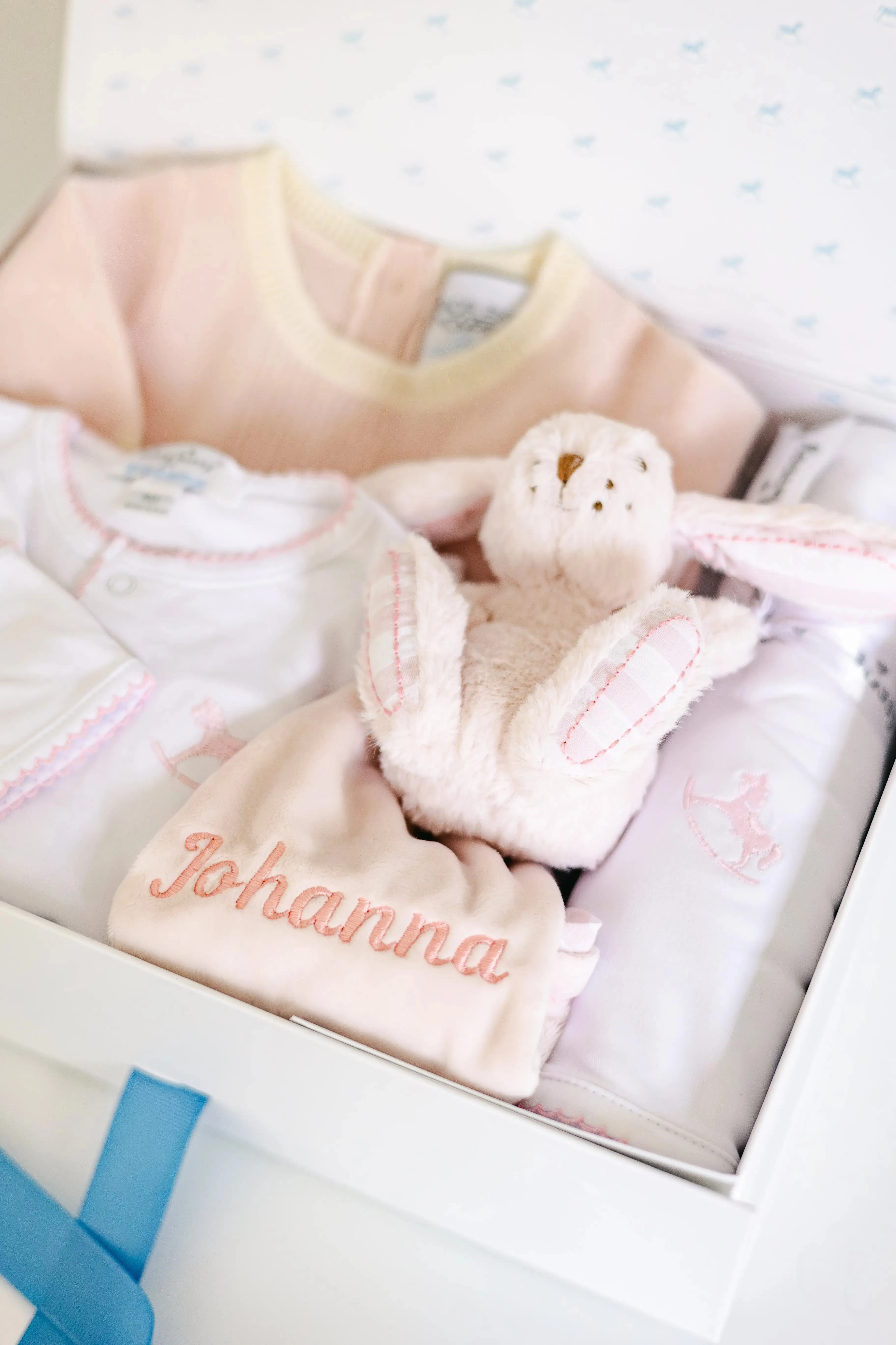 Personalised pink welcome baby gift set