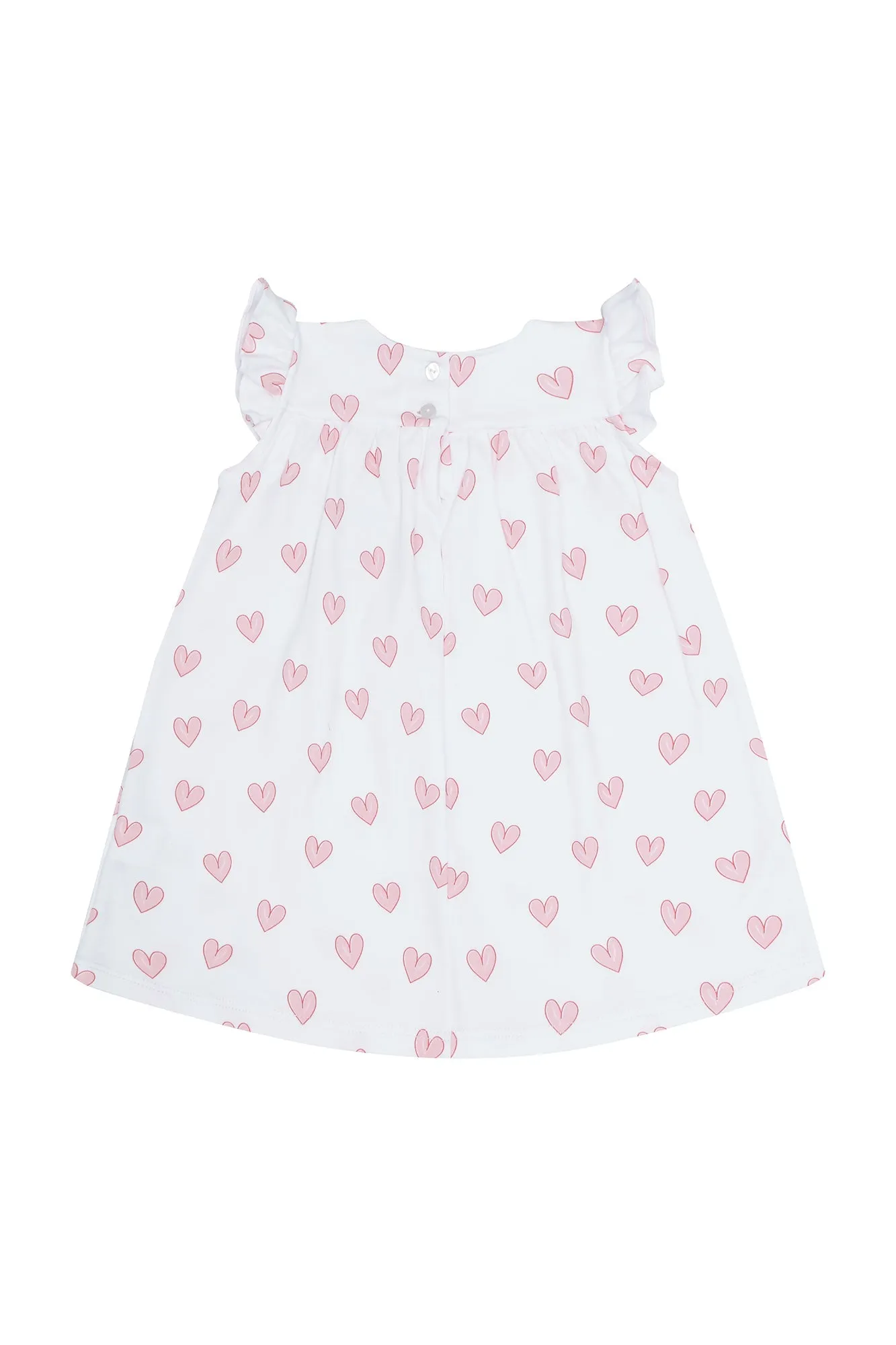 Pink Heart Print Scoop Neck Dress
