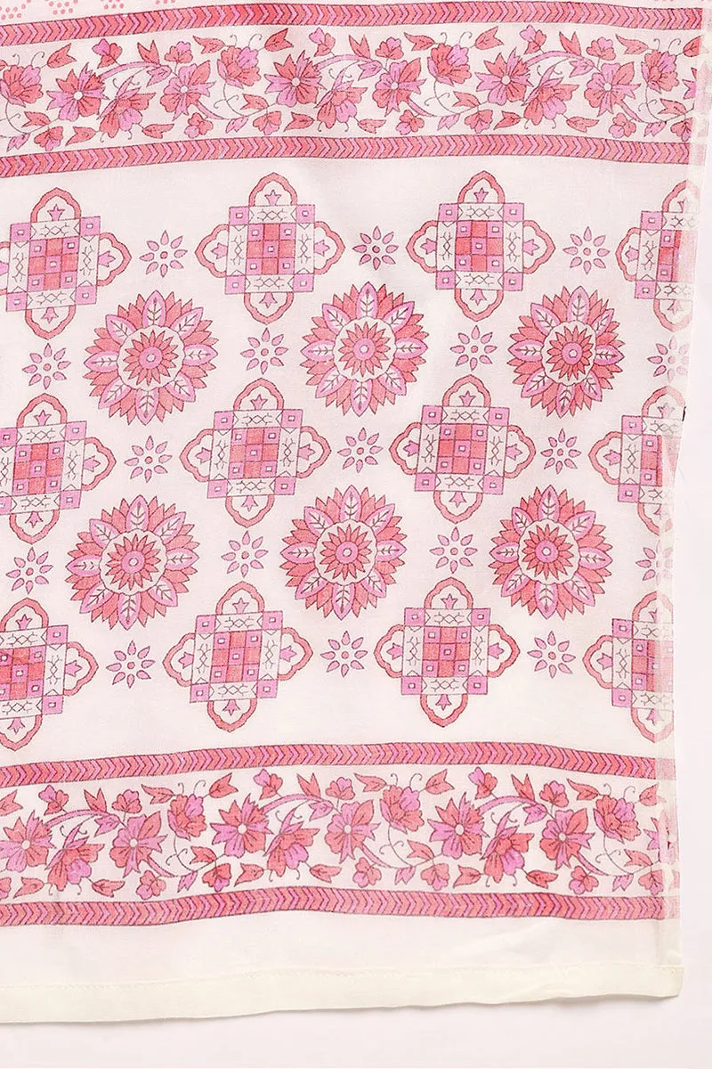 Pink Pure Cotton Ethnic Motifs Printed Straight Suit Set
