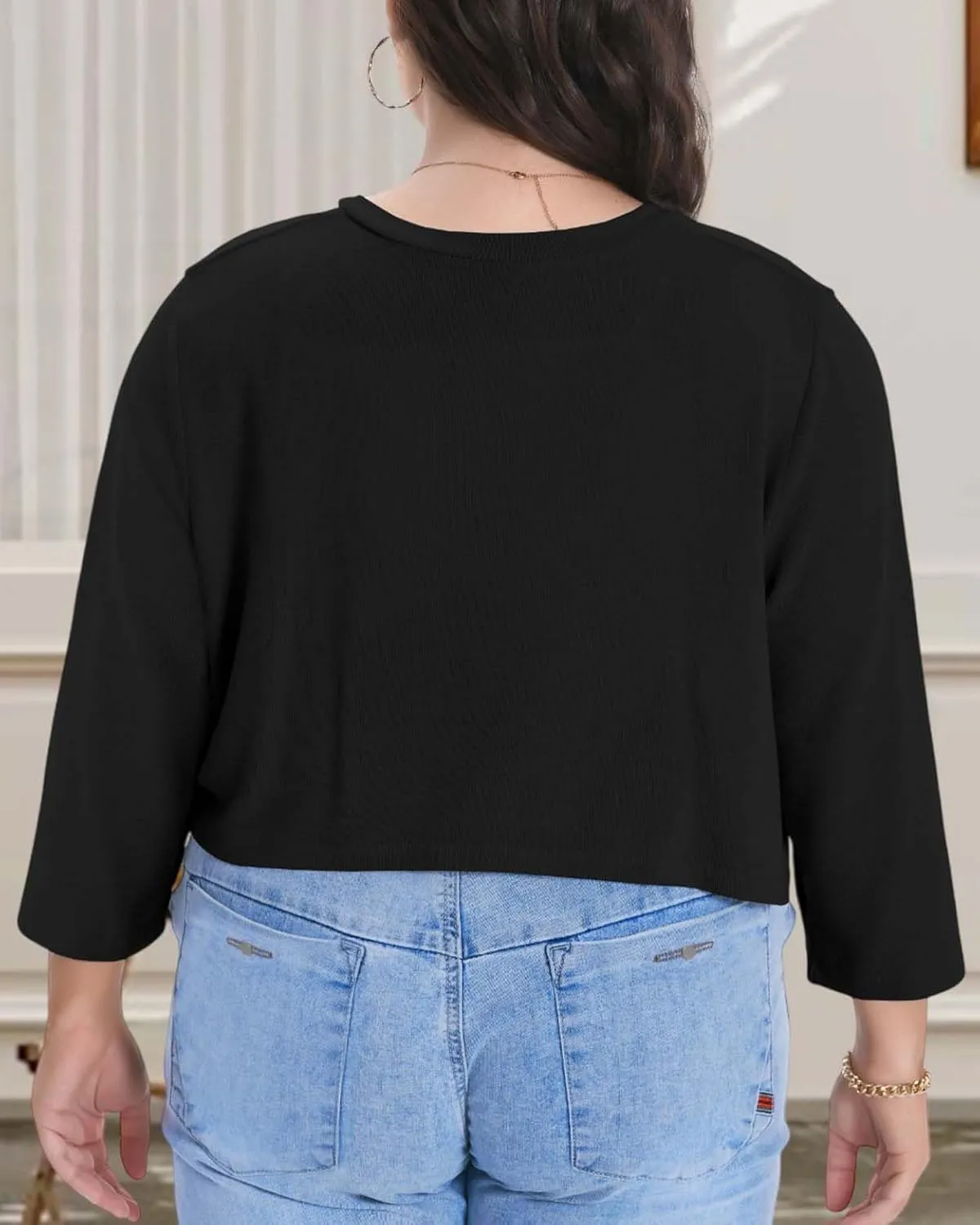 Plus Size Shrugs for Women Cropped Cardigan Knit Sweaters Open Front Bolero