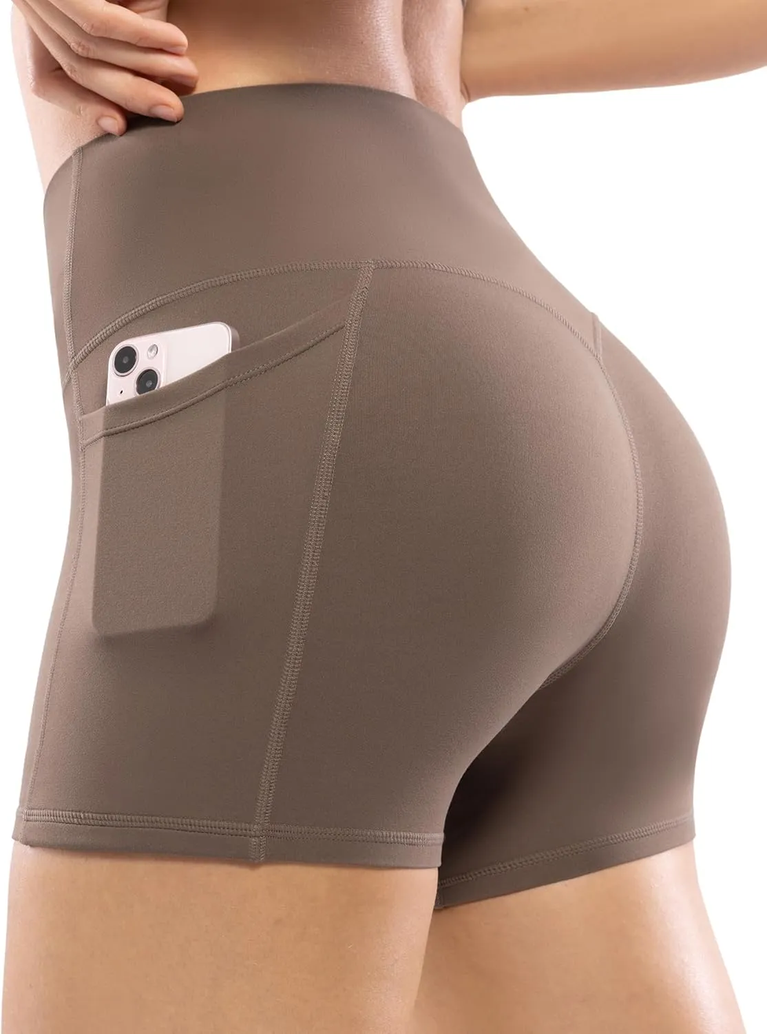 POSHDIVAH Women's Creamluxe Yoga Shorts with Pockets - 4"/6"/8" High Waisted Spandex Workout Volleyball Running Biker Shorts