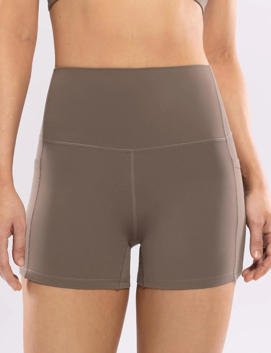 POSHDIVAH Women's Creamluxe Yoga Shorts with Pockets - 4"/6"/8" High Waisted Spandex Workout Volleyball Running Biker Shorts