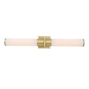 Positano - 2-Light Bathroom Vanity Light - White Glass/Satin Brass