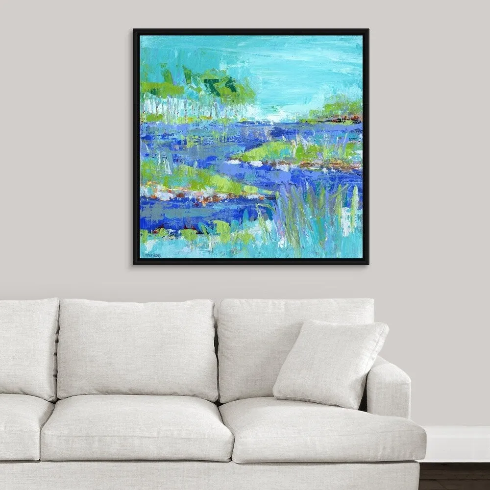 "Blue Series Inspiring" Black Float Frame Canvas Art