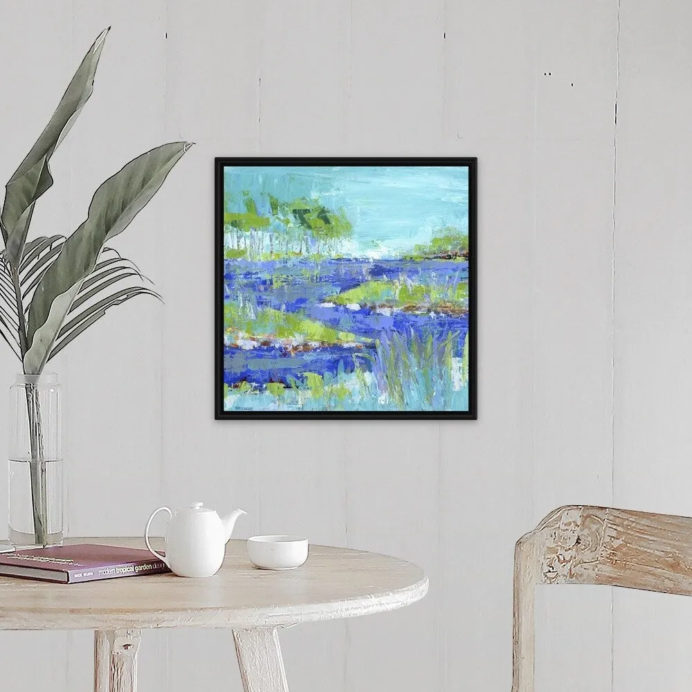 "Blue Series Inspiring" Black Float Frame Canvas Art